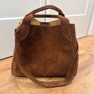 WORN ONCE $345 COLORES Collective Brown suede Lugano tote - Made in Italy